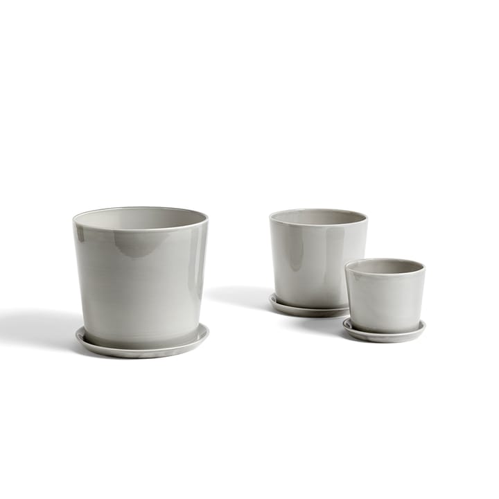 Botanical Family flower pot, Light grey, medium, with saucer Ø13.5 cm HAY