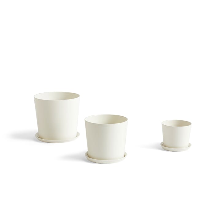 Botanical Family flower pot, Off-white, large, with saucer Ø18 cm HAY