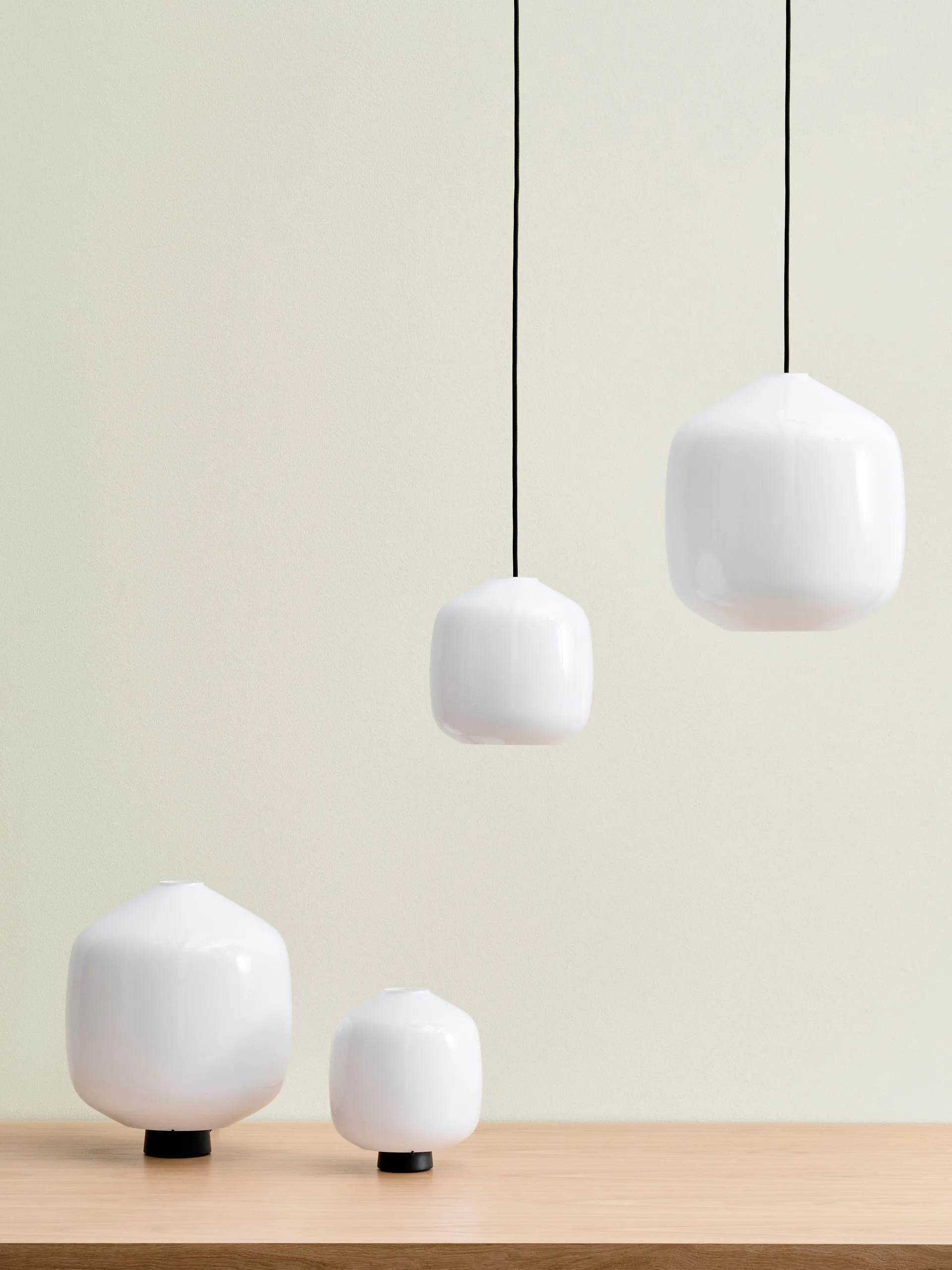 Buoy pendant lamp Ø20 cm, Opal glass-amber yellow HAY