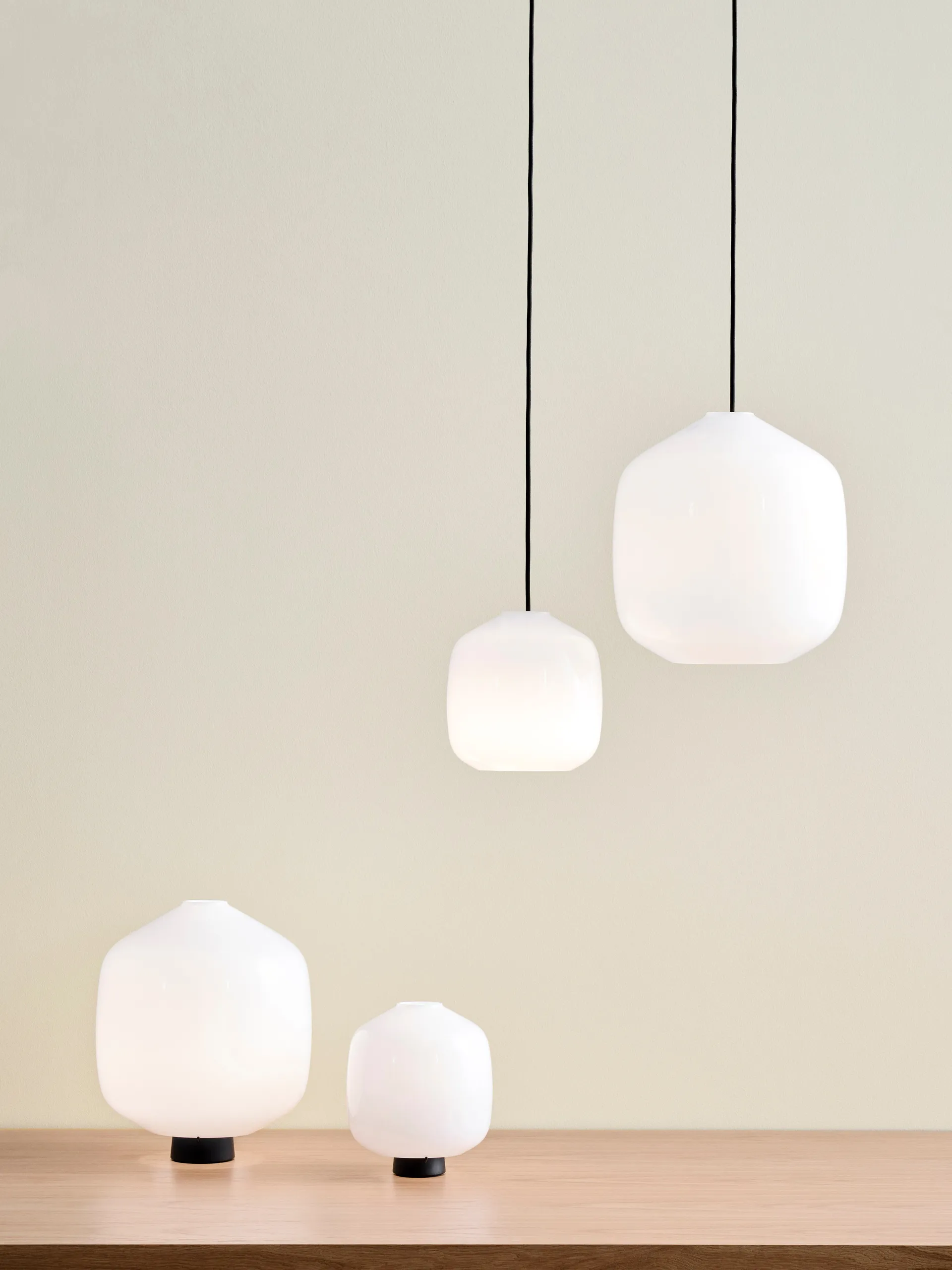 Buoy pendant lamp Ø20 cm, Opal glass-clay white HAY