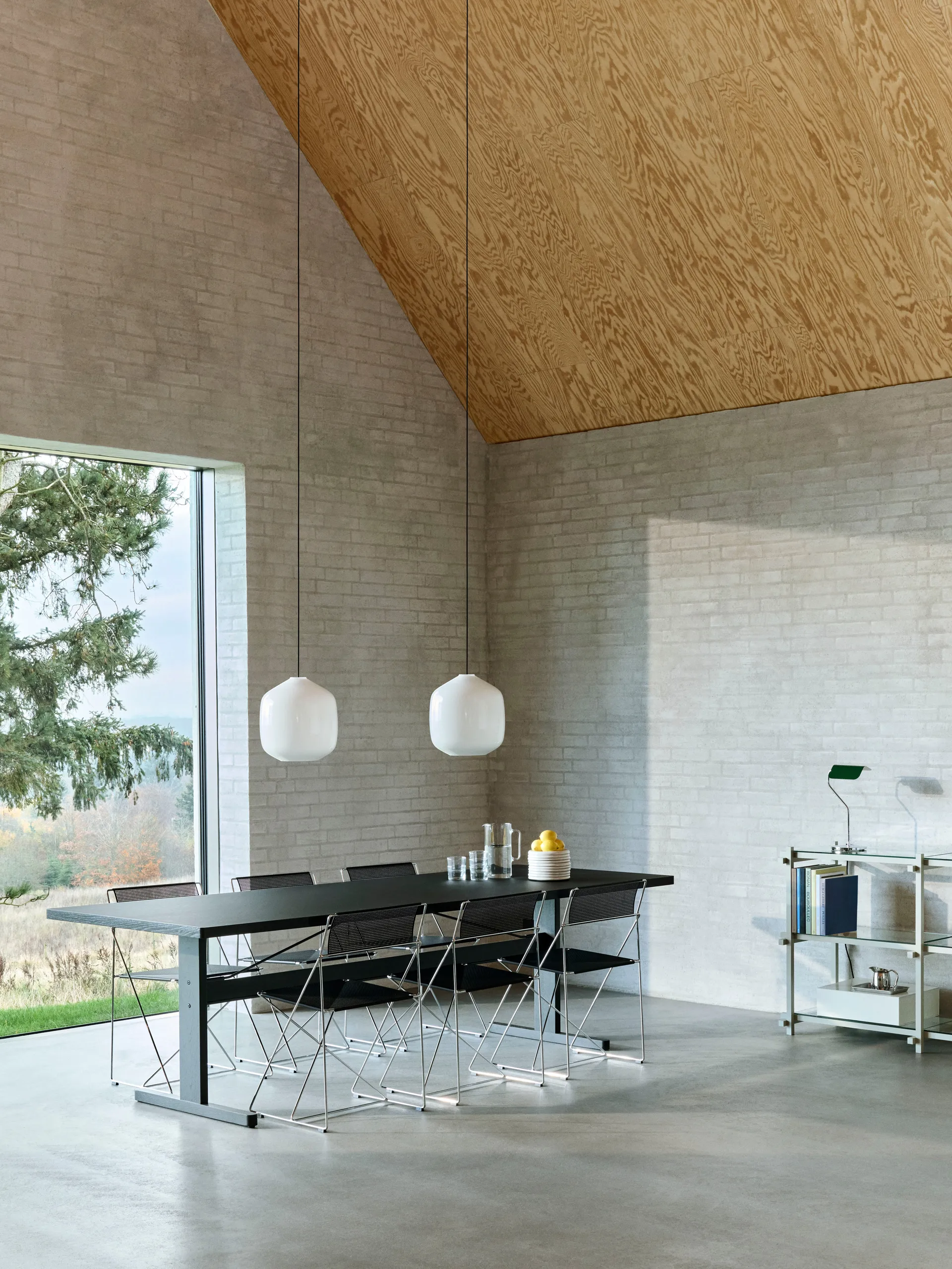 Buoy pendant lamp Ø30 cm, Opal glass-beton grey HAY