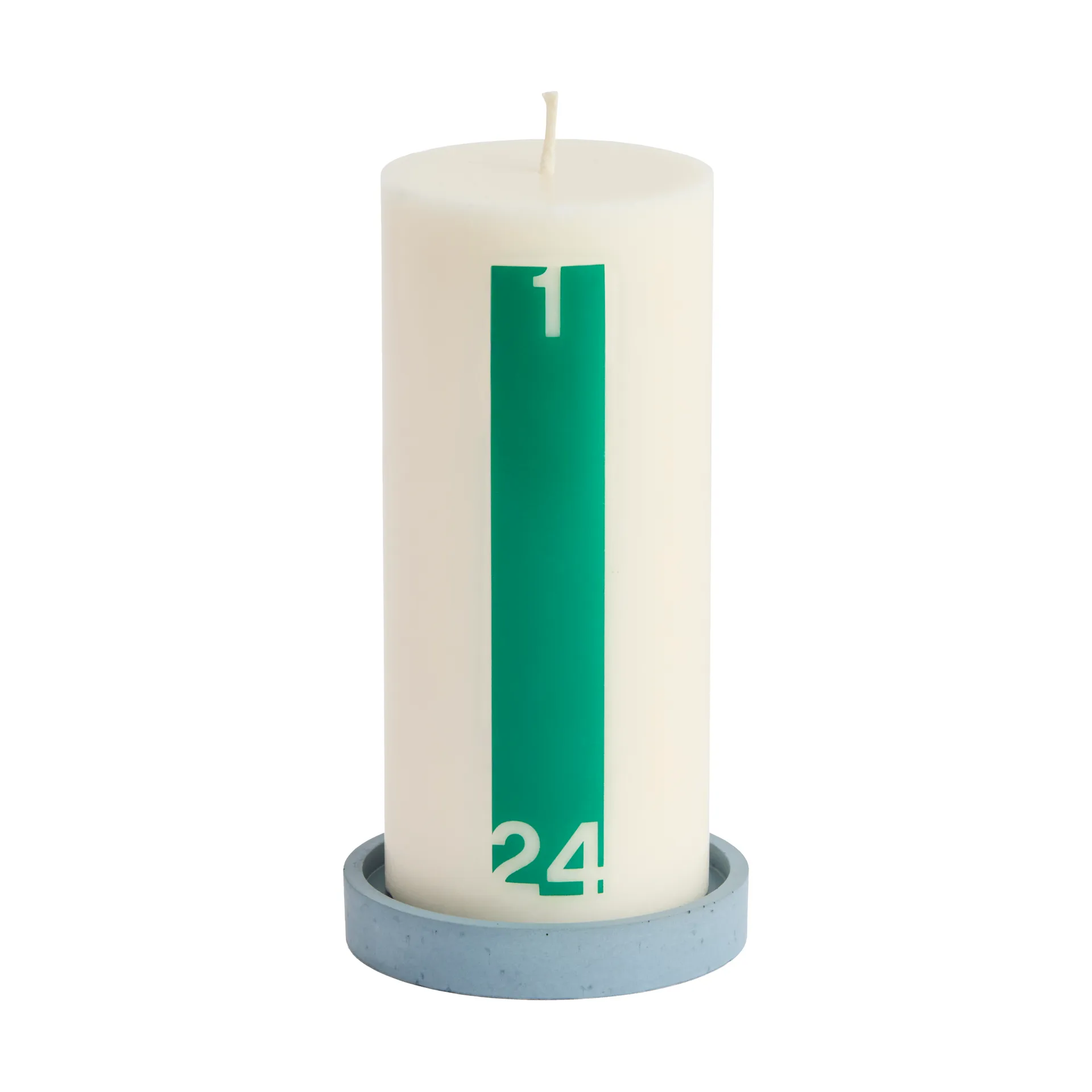 Calendar candle and candle lantern 6,8 cm, Bold off white-green HAY