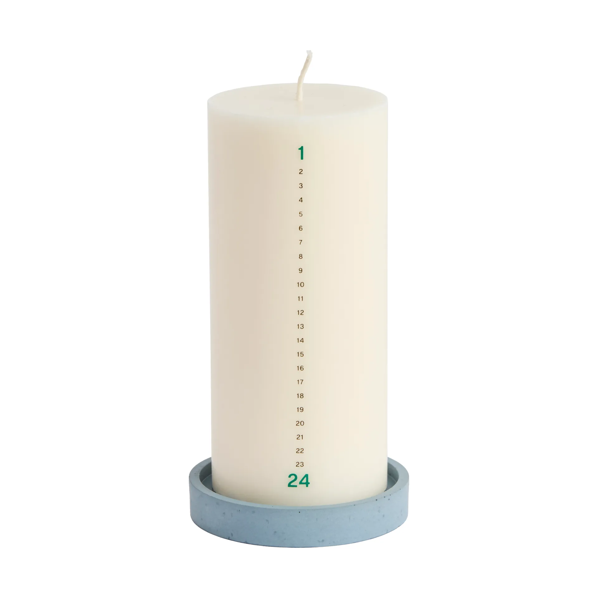 Calendar candle and candle lantern 6,8 cm, Delicate off white-black-green HAY