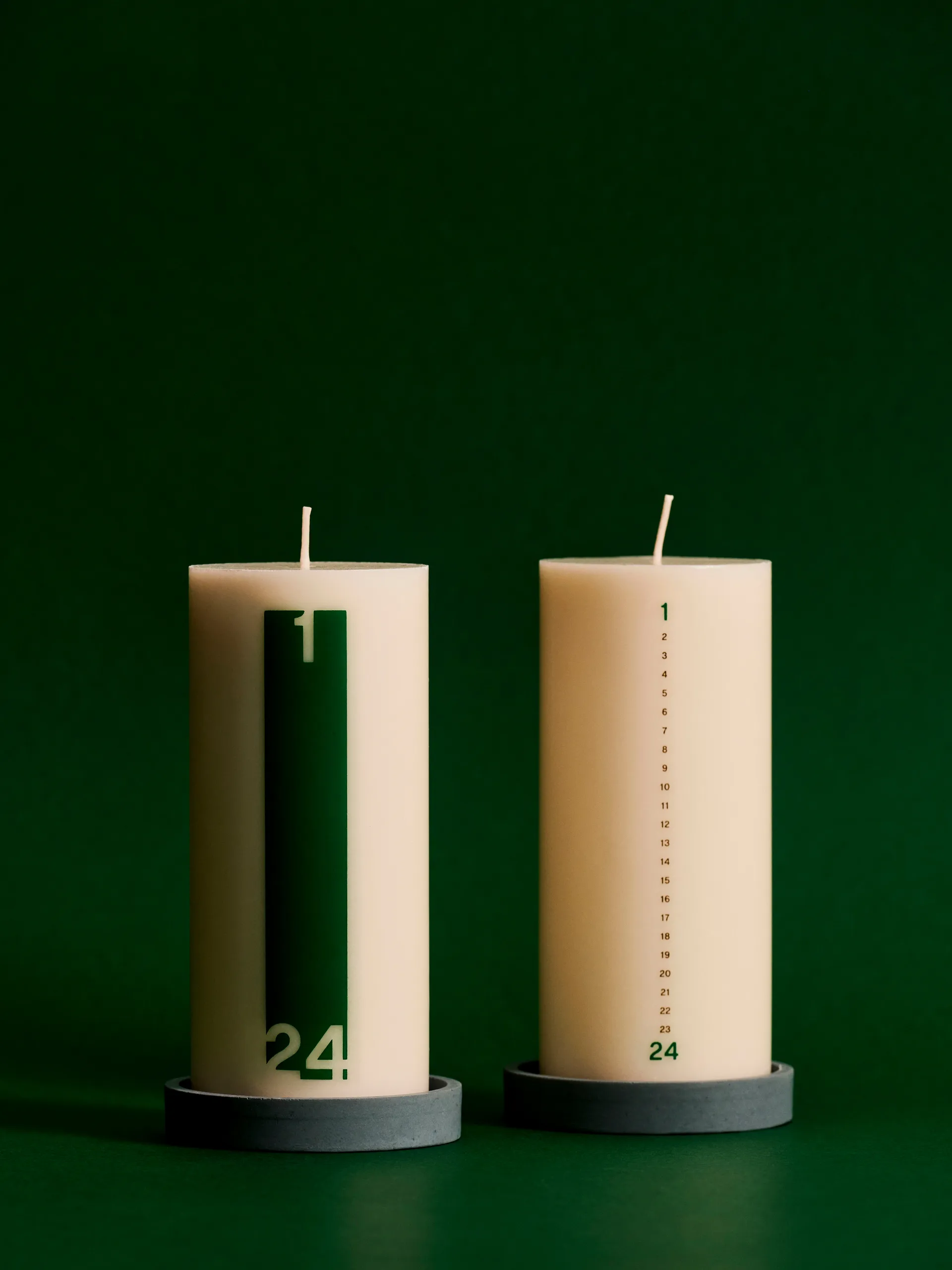 Calendar candle and candle lantern 6,8 cm, Delicate off white-black-green HAY