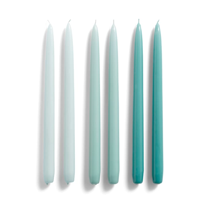 Candle Conical light 6-pack - Ice blue-artic blue-teal - HAY