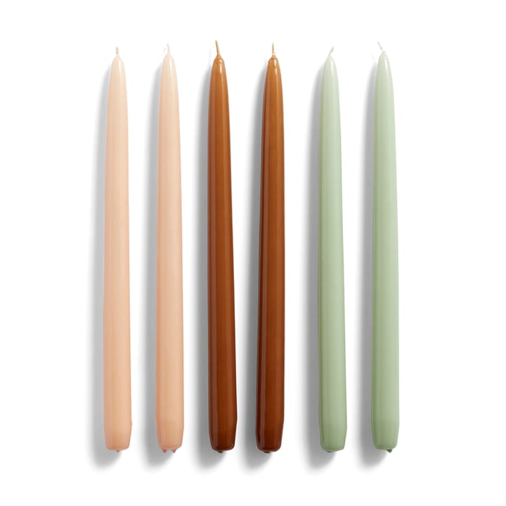 Candle Conical light 6-pack - Peach-caramel-mint - HAY