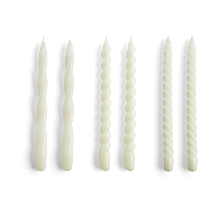 Candle Long Twist/Spiral candle mix 6-pack - Off-white - HAY