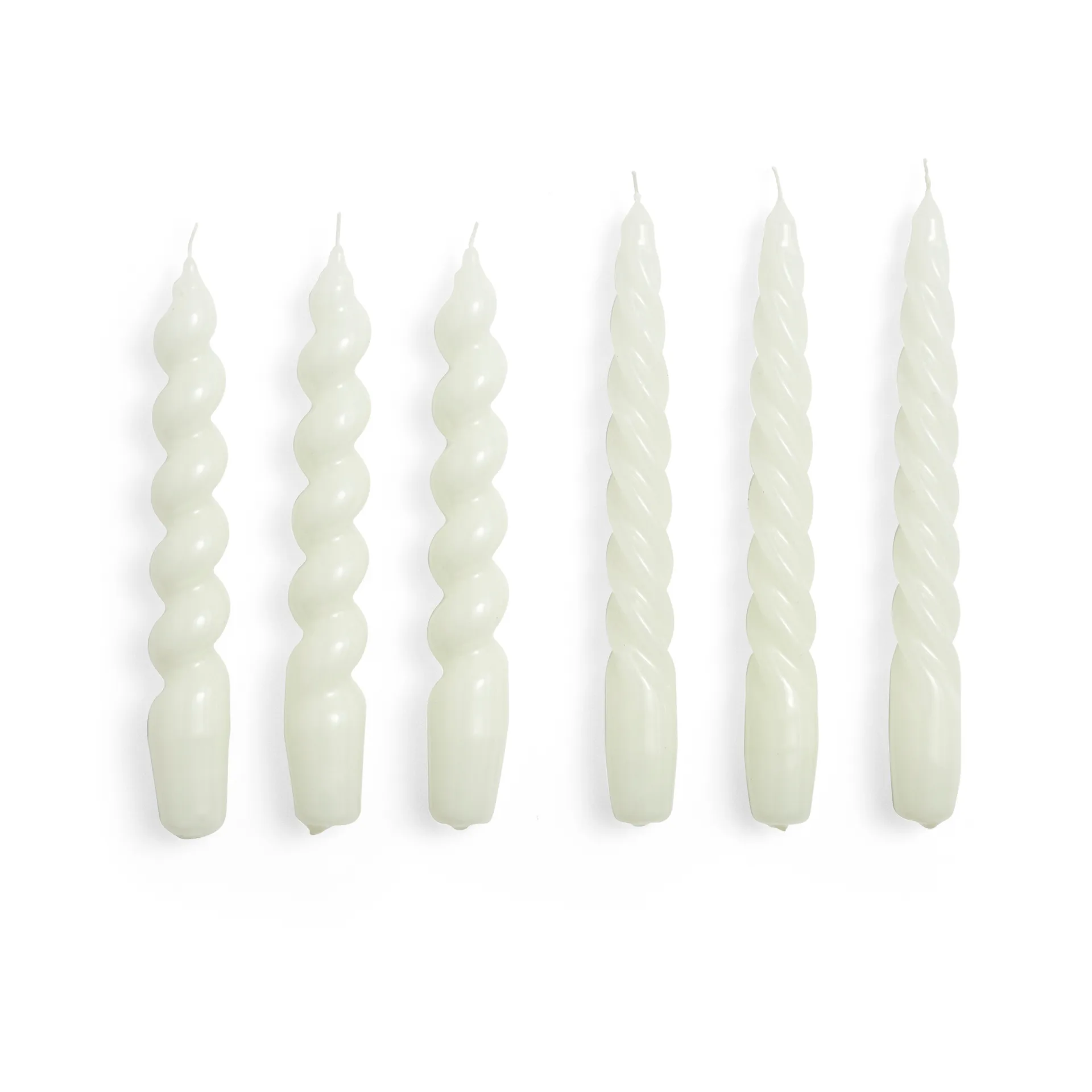 Candle Small Twist/Spiral candle mix 6-pack, Off-white HAY