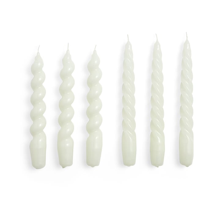 Candle Small Twist/Spiral candle mix 6-pack - Off-white - HAY
