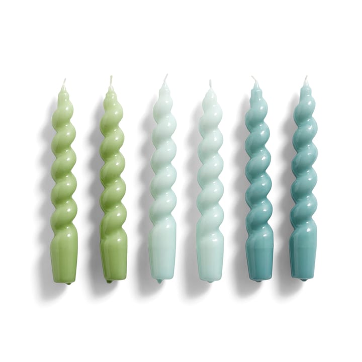 Candle Spiral light 6-pack - Green-arctic blue-teal - HAY