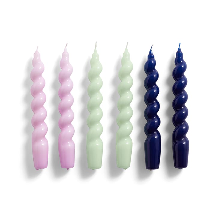 Candle Spiral light 6-pack - Lilac-mint-midnight blue - HAY