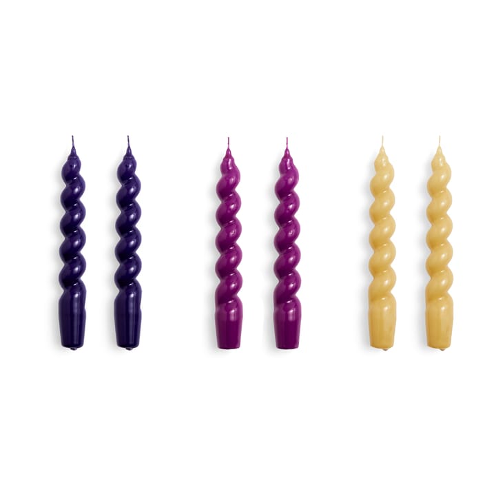 Candle Spiral light 6-pack - Purple-fuschia-mustard - HAY