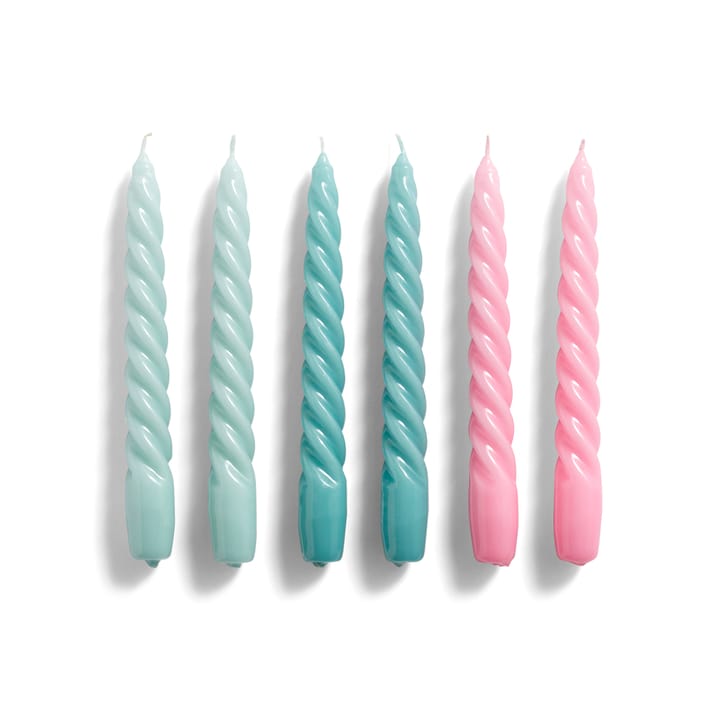 Candle Twist candle 6-pack - arctic blue-teal-pink - HAY