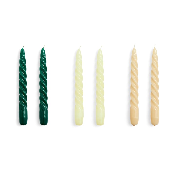Candle Twist candle 6-pack - Green-citrus-beige - HAY