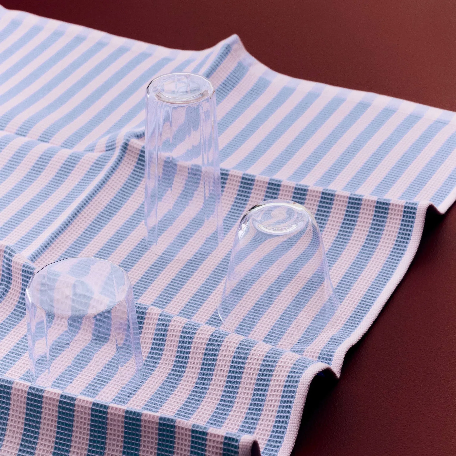 Canteen cotton kitchen towel 52x80 cm, Sky blue-light pink block stripe HAY