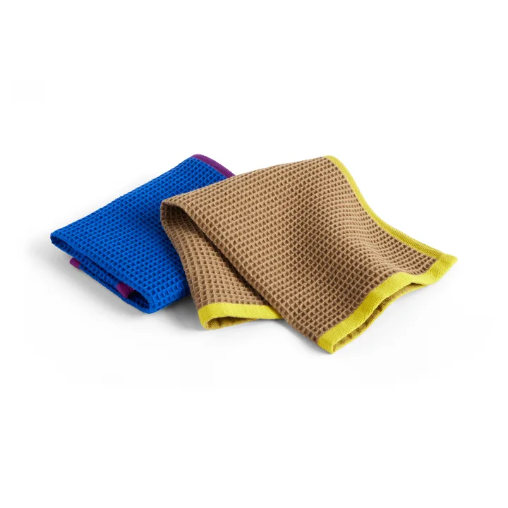 Canteen dishcloths 31x31 cm 2-pack - Blue/fuchsia-Beige/yellow - HAY
