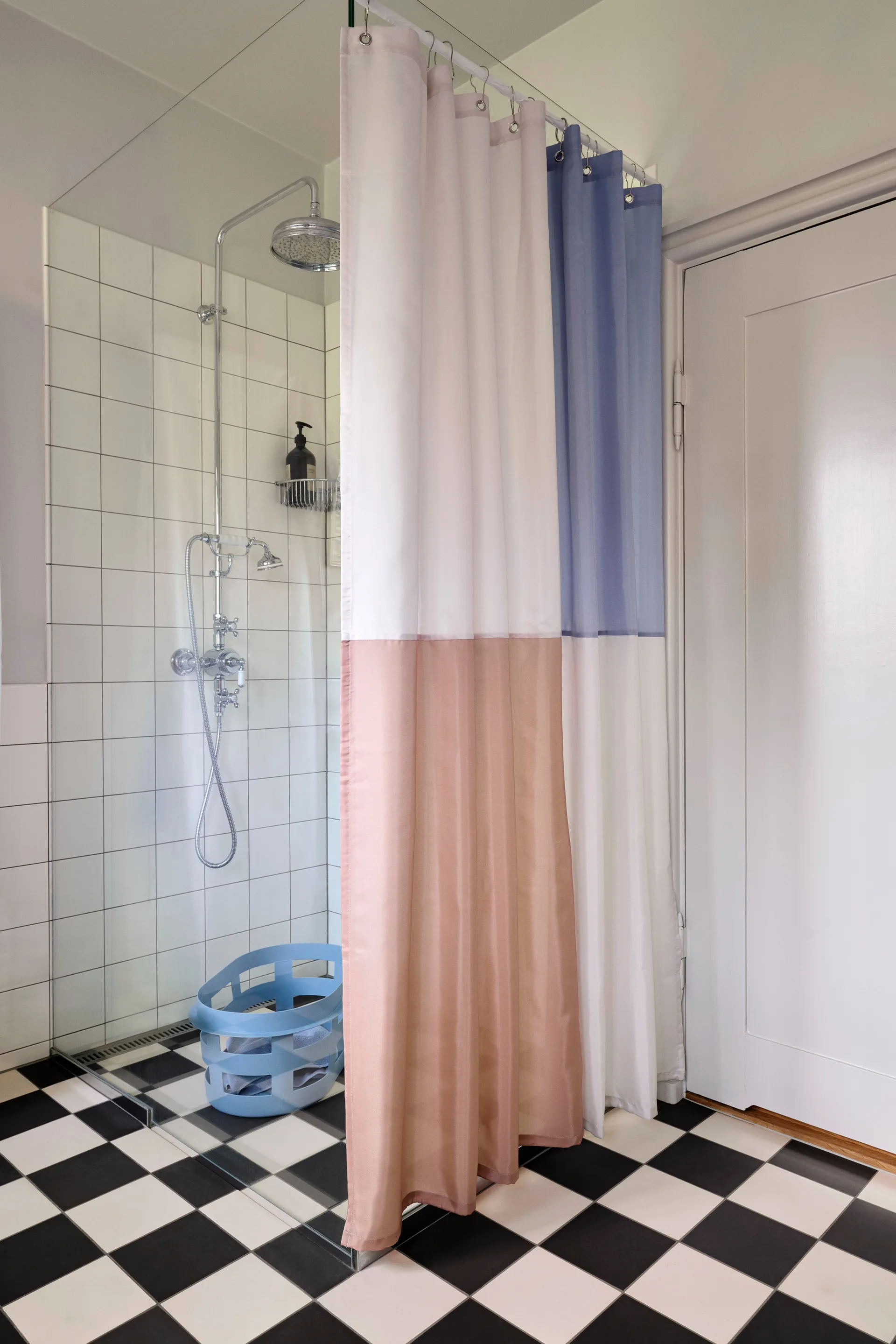 Check shower curtain 180x200 cm, Blue HAY