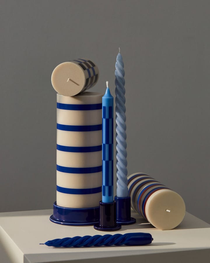 Column block candle holder large Ø12,8 cm, Blue HAY