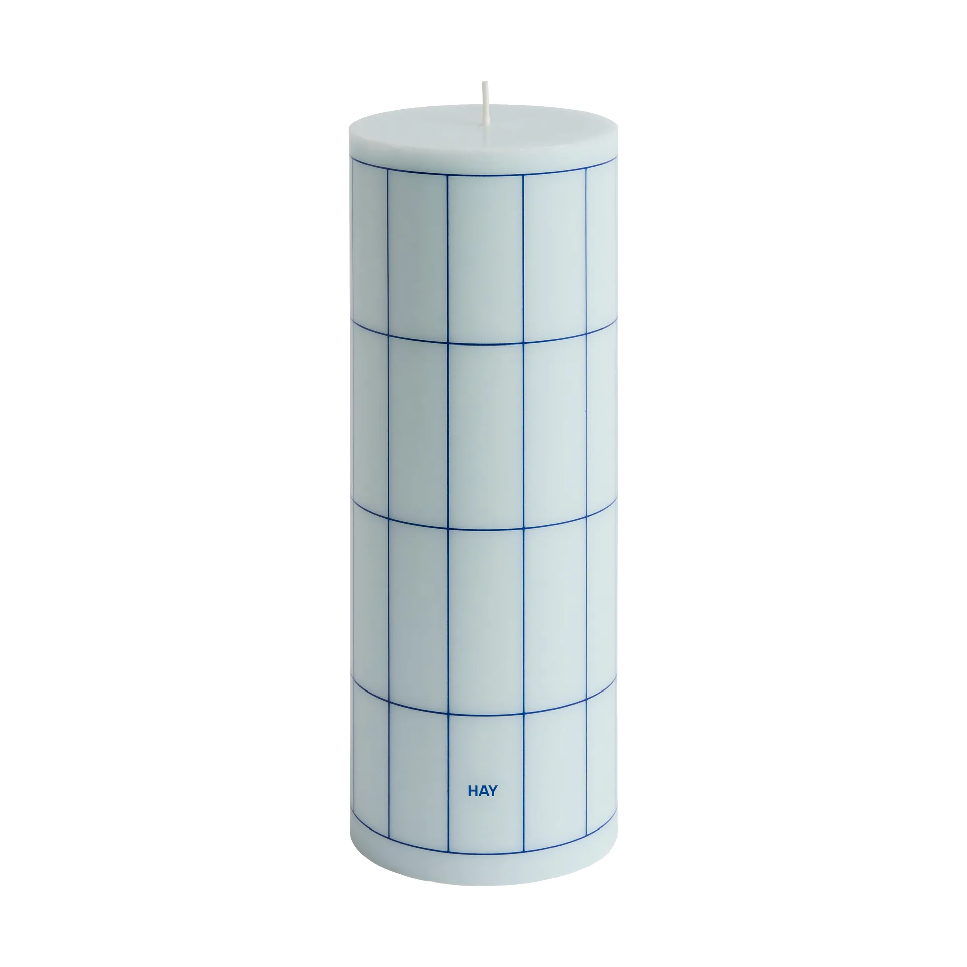 Column Candle block candle large 25 cm, Light blue-blue grid check HAY