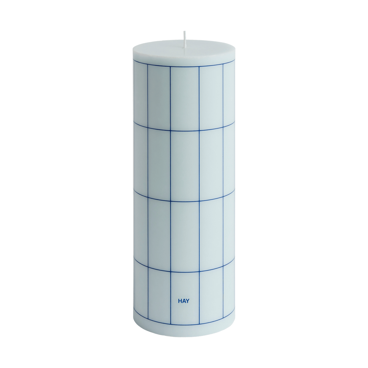 HAY Column Candle block candle large 25 cm Light blue-blue grid check