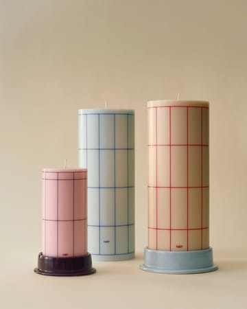 Column Candle block candle large 25 cm - Light blue-blue grid check - HAY