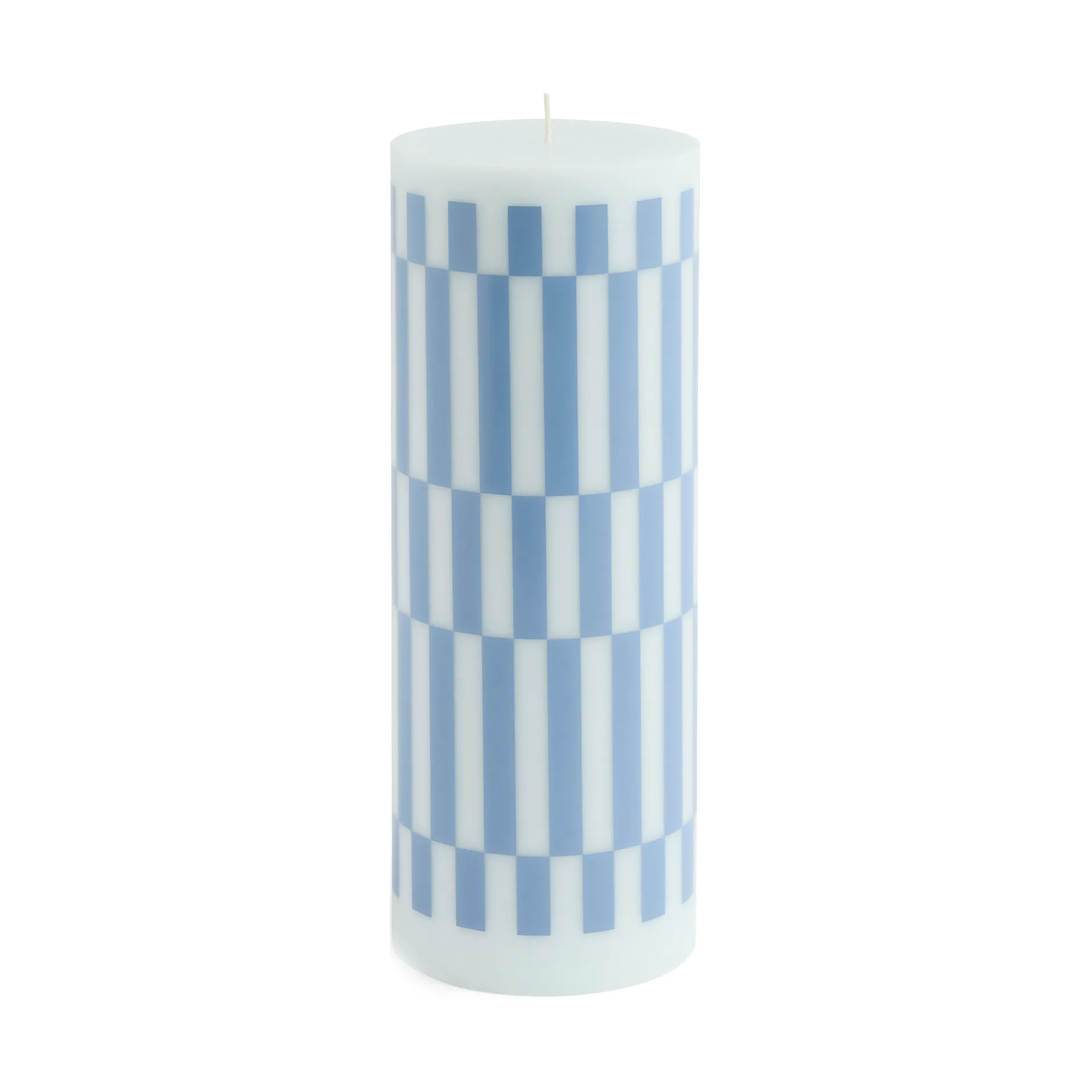 Column Candle block candle large 25 cm, Light blue-dusty blue check HAY