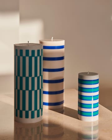 Column Candle block candle large 25 cm - Off white-blue - HAY