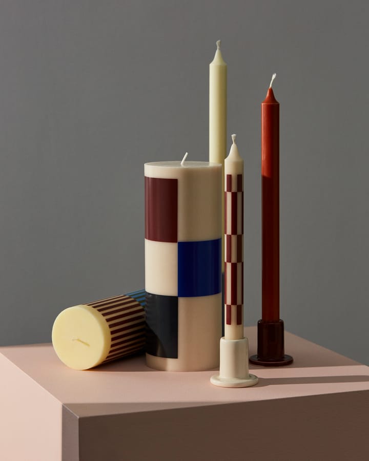 Column Candle block candle large 25 cm, Off white-brown-black-blue HAY