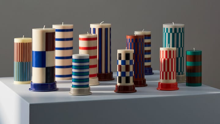 Column Candle block candle large 25 cm, Off white-brown-black-blue HAY