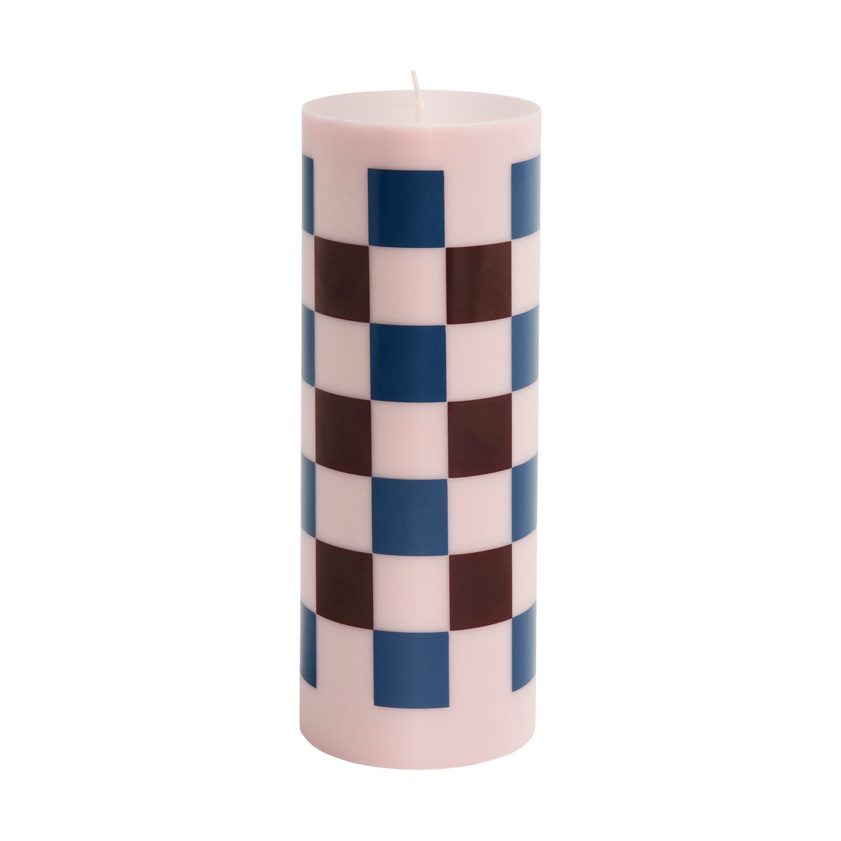 HAY Column Candle block candle large 25 cm Pink-bordeaux-dark blue check