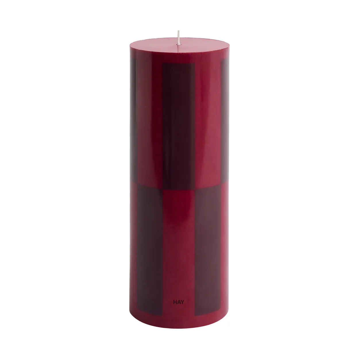 HAY Column Candle block candle large 25 cm Wine-bordeaux large check