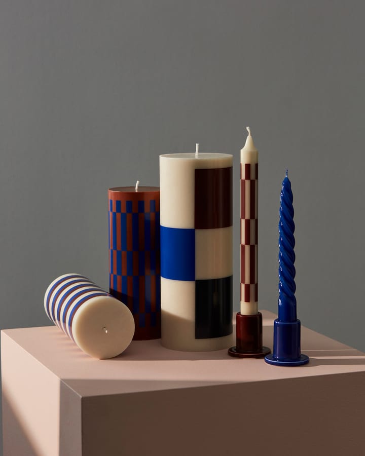 Column Candle block candle medium 20 cm - Brown-blue - HAY