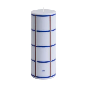 Column Candle block candle medium 20 cm - Light blue, blue, bordeaux and silver - HAY
