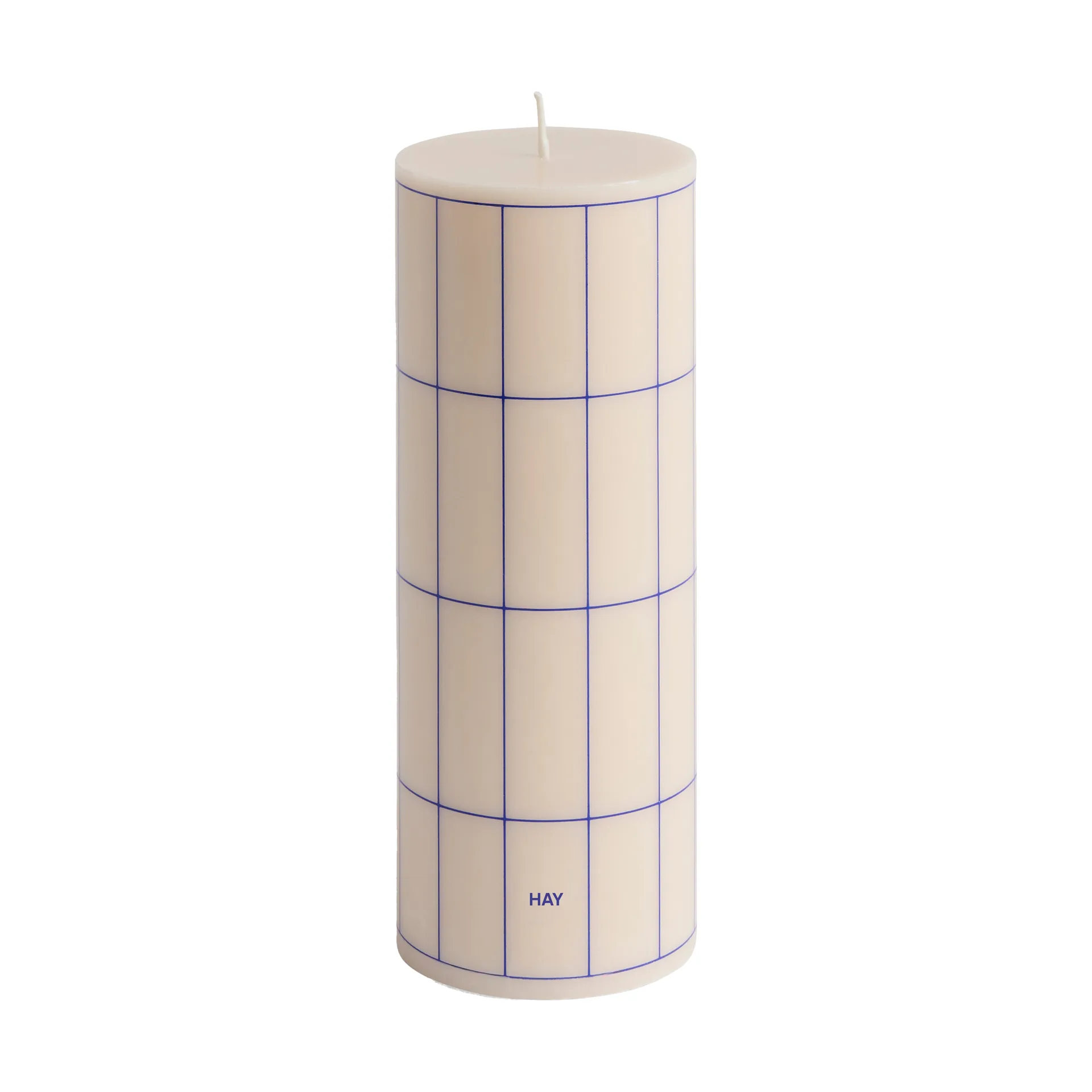 Column Candle block candle medium 20 cm, Off white-blue grid check HAY