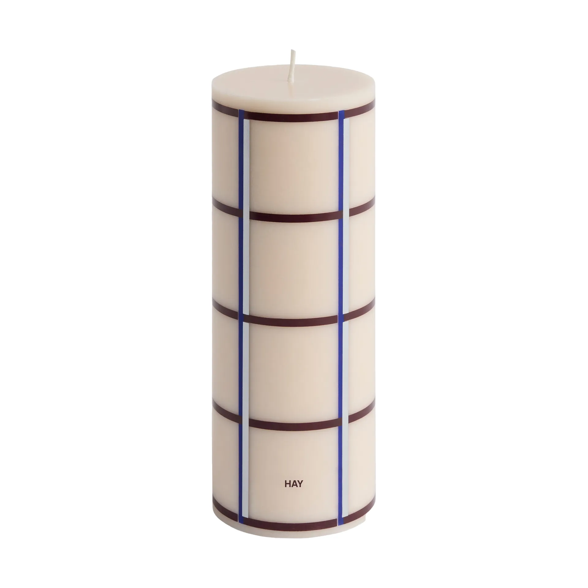 Column Candle block candle medium 20 cm, Off white-bordeaux-blue-silver HAY