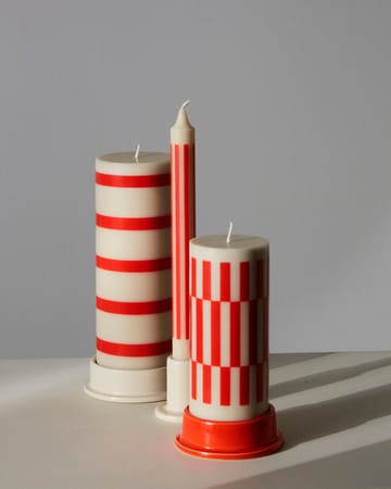 Column Candle block candle medium 20 cm - Off white-red - HAY