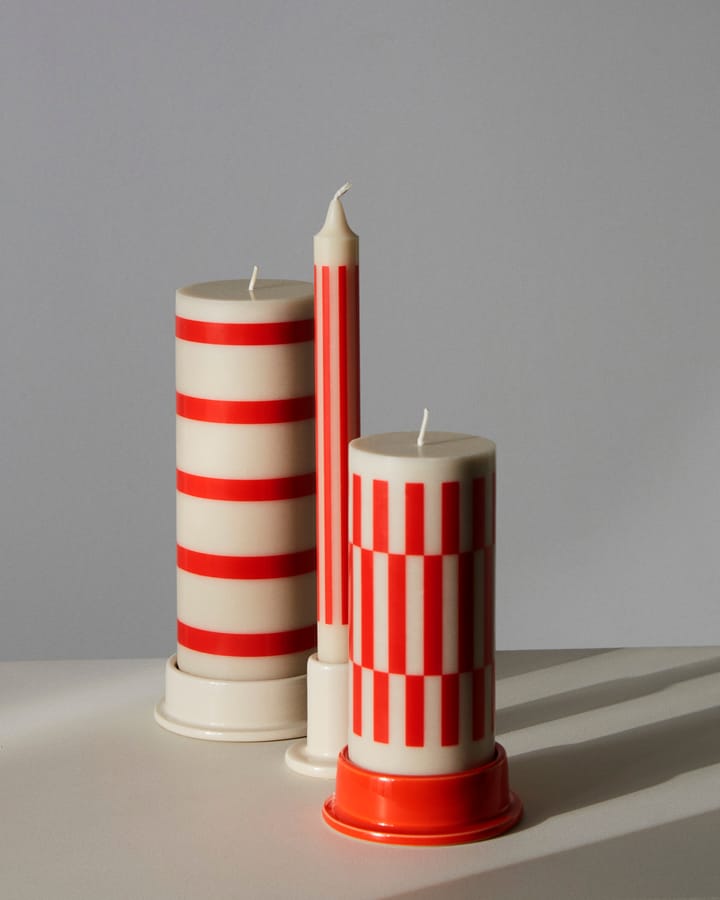 Column Candle block candle medium 20 cm, Off white-red HAY