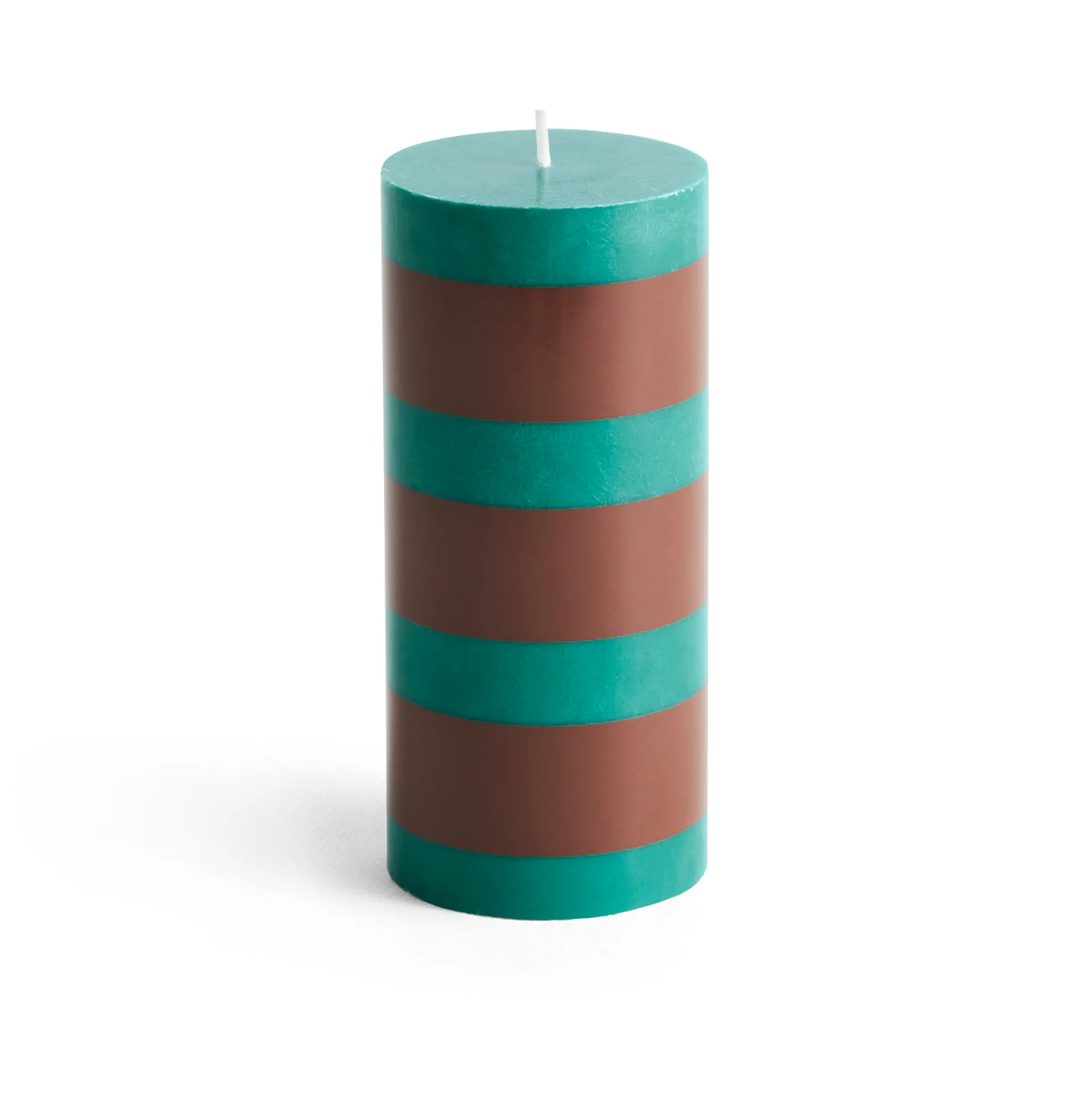 Column Candle block candle small 15 cm, Green-brown HAY