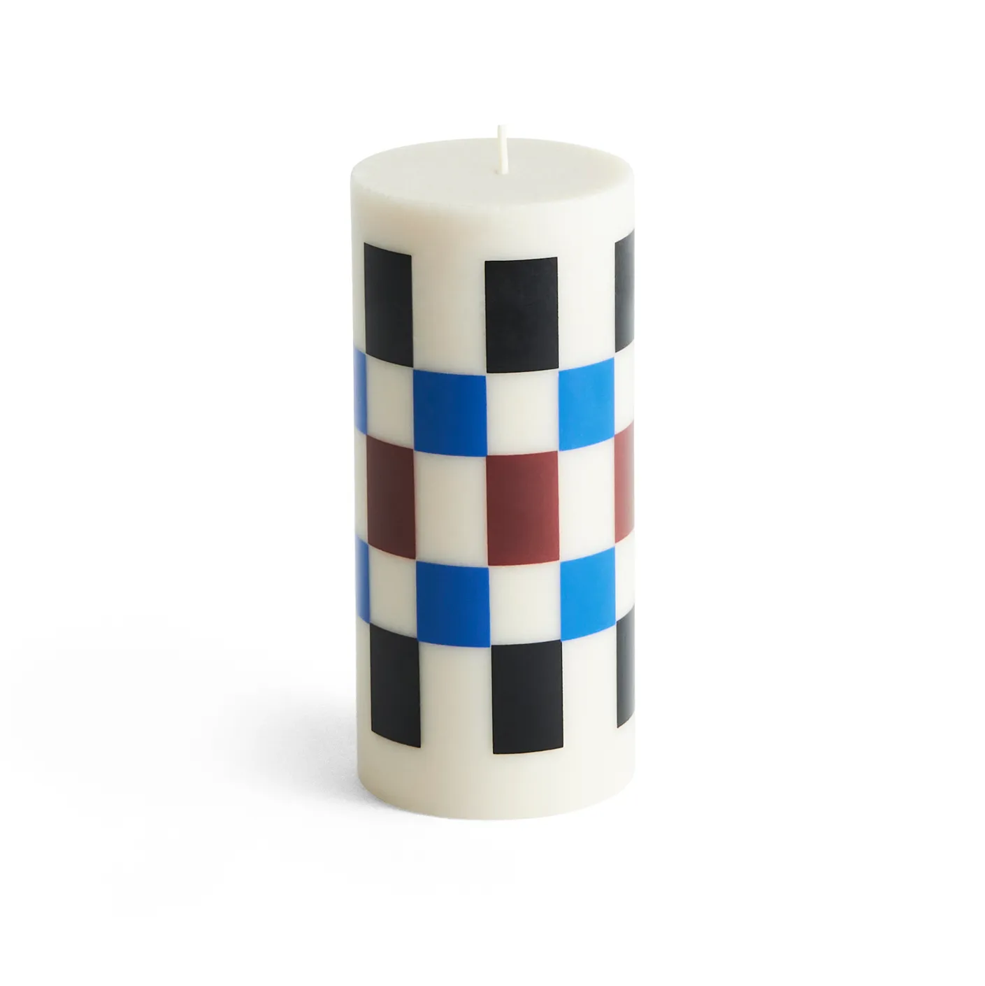 Column Candle block candle small 15 cm, Off white-brown-black-blue HAY