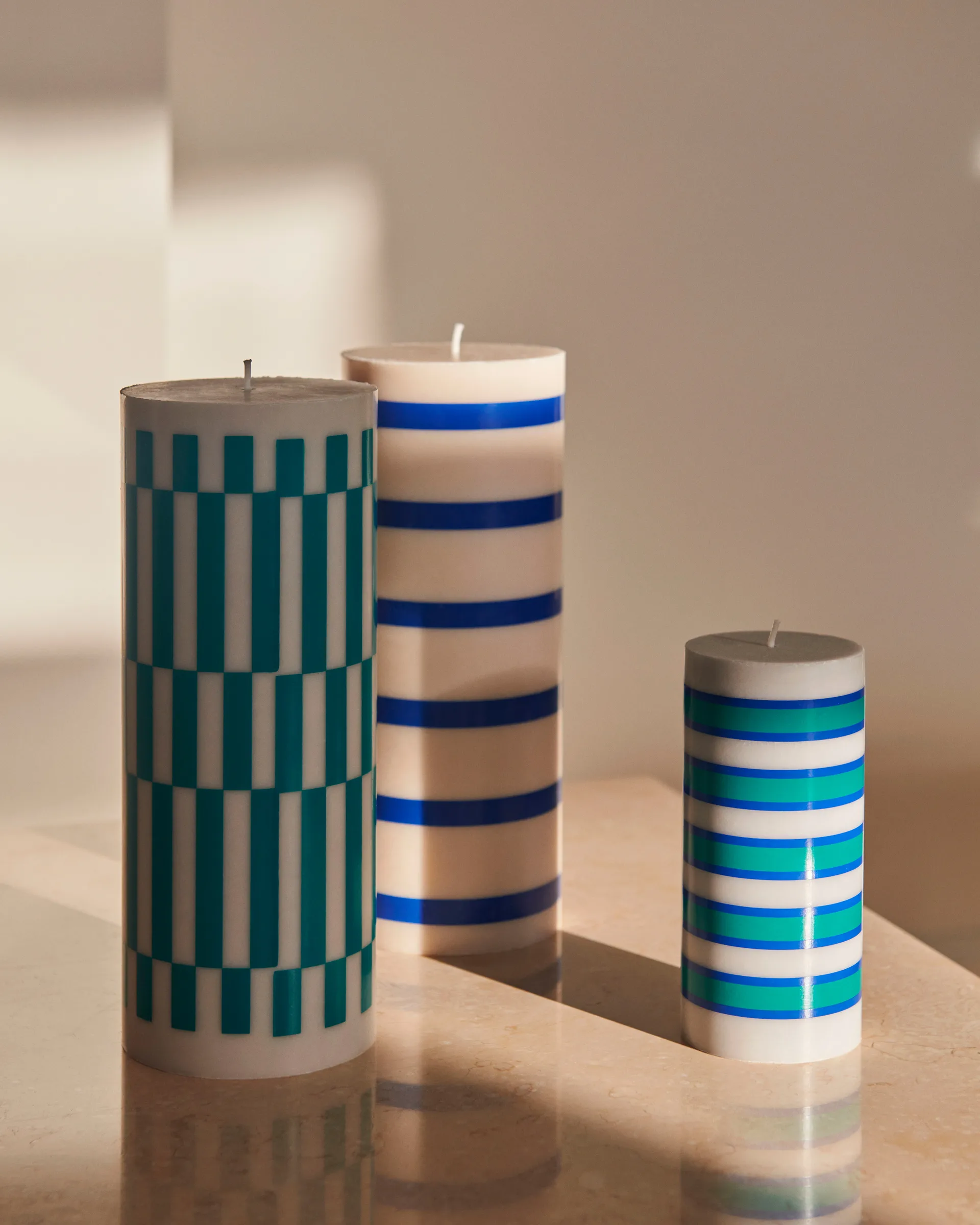 Column Candle pillar candle large 25 cm, Light grey-green HAY