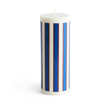 Column Candle pillar candle large 25 cm - Off white-brown-blue - HAY