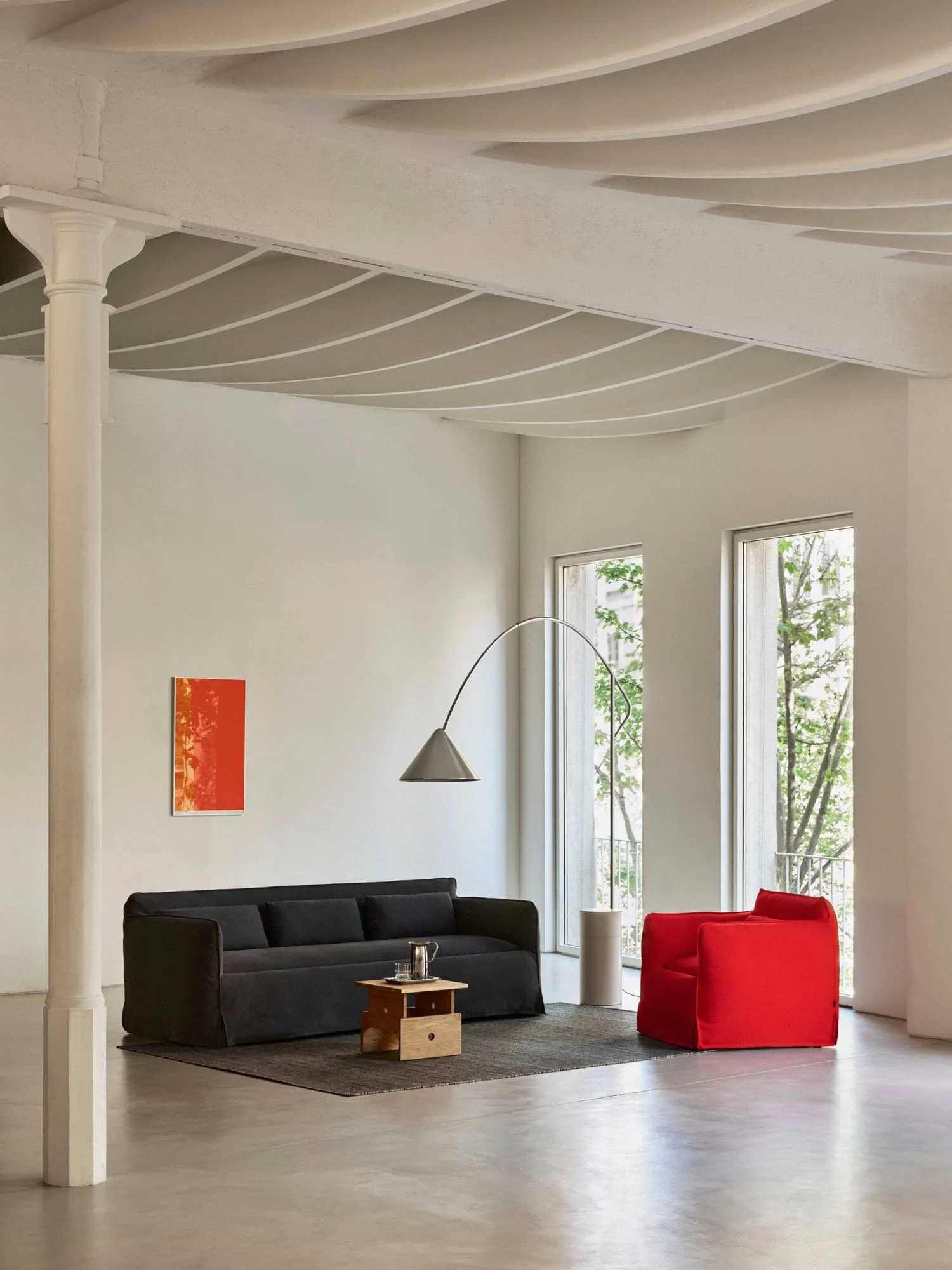 Compass floor lamp, Silver-coloured HAY