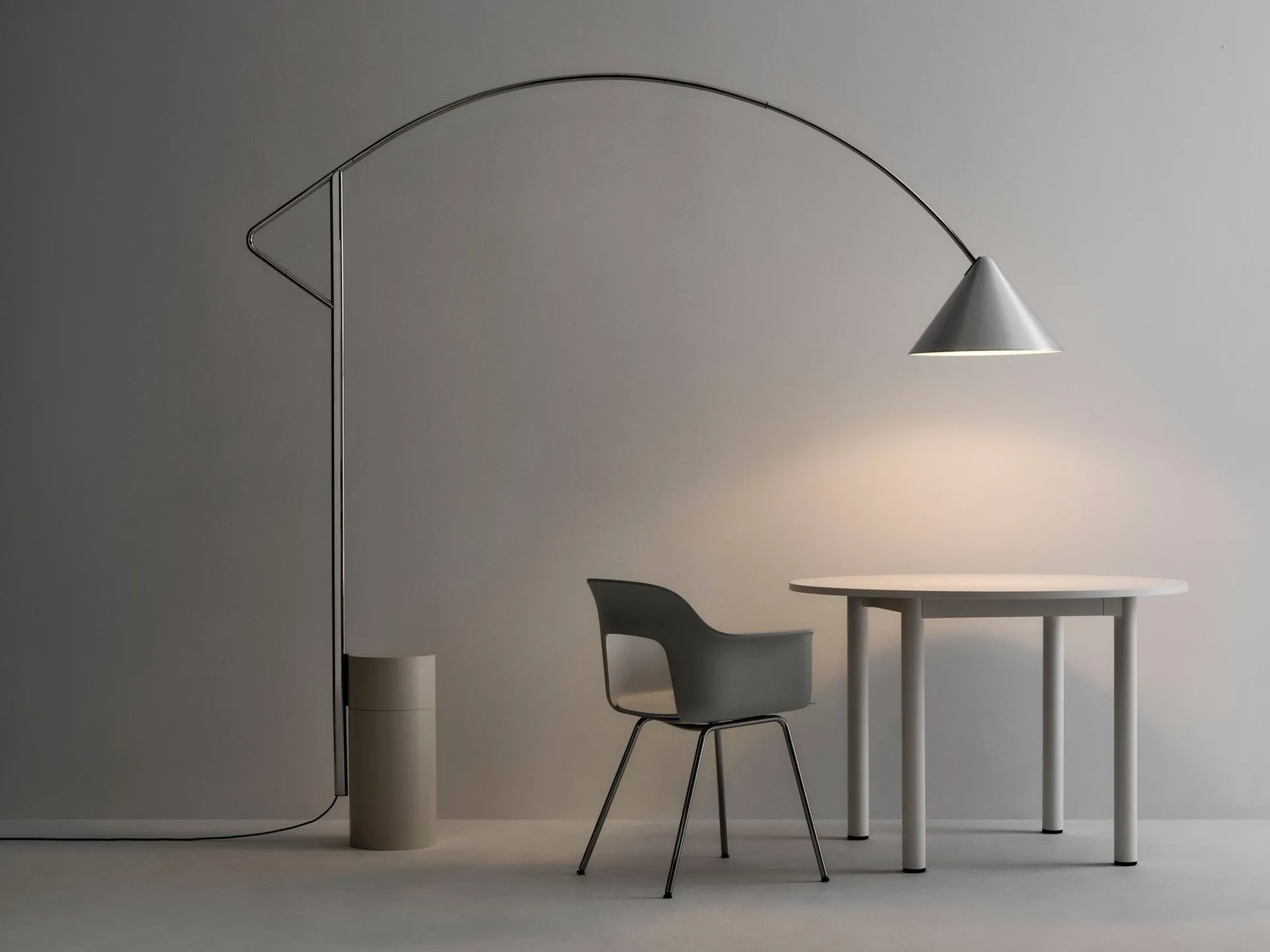 Compass floor lamp, Silver-coloured HAY