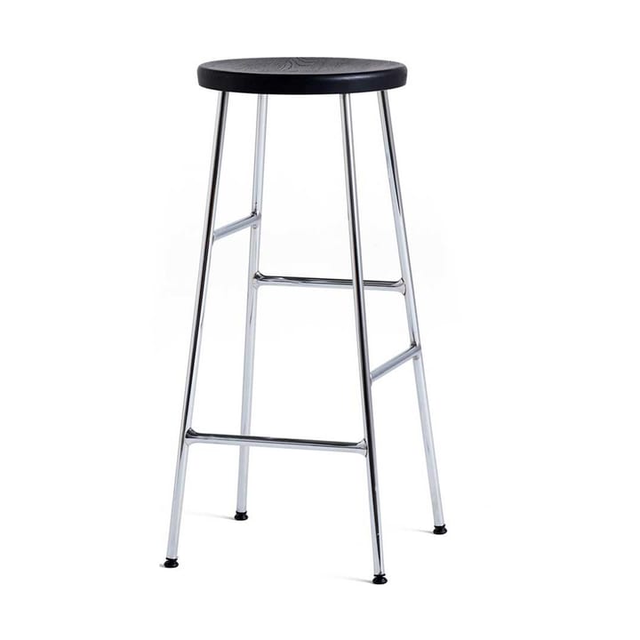 Cornet bar stool 75 cm - Soft black oak-chrome - HAY