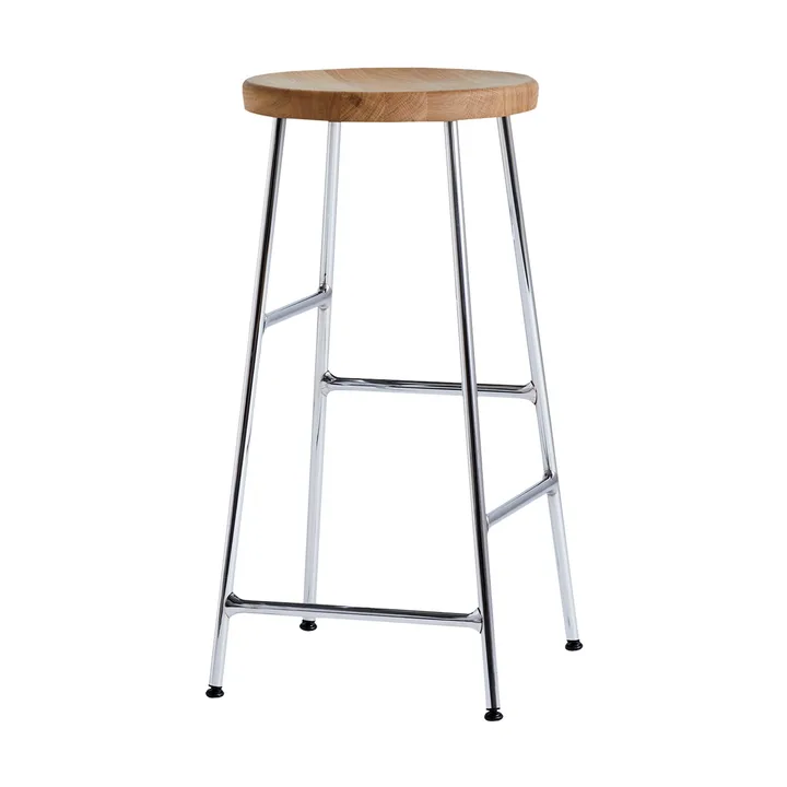 Cornet round bar stool 65 cm - Oiled oak-chrome - HAY
