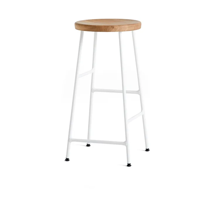 Cornet round bar stool 65 cm - Oiled oak-cream white - HAY