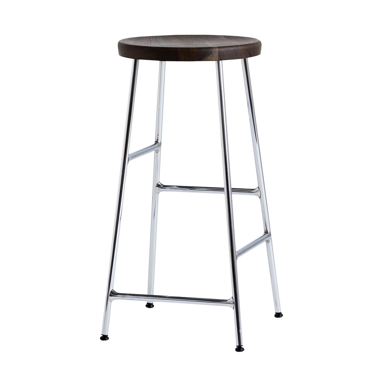 Cornet round bar stool 65 cm, Smoked oiled oak-chrome HAY