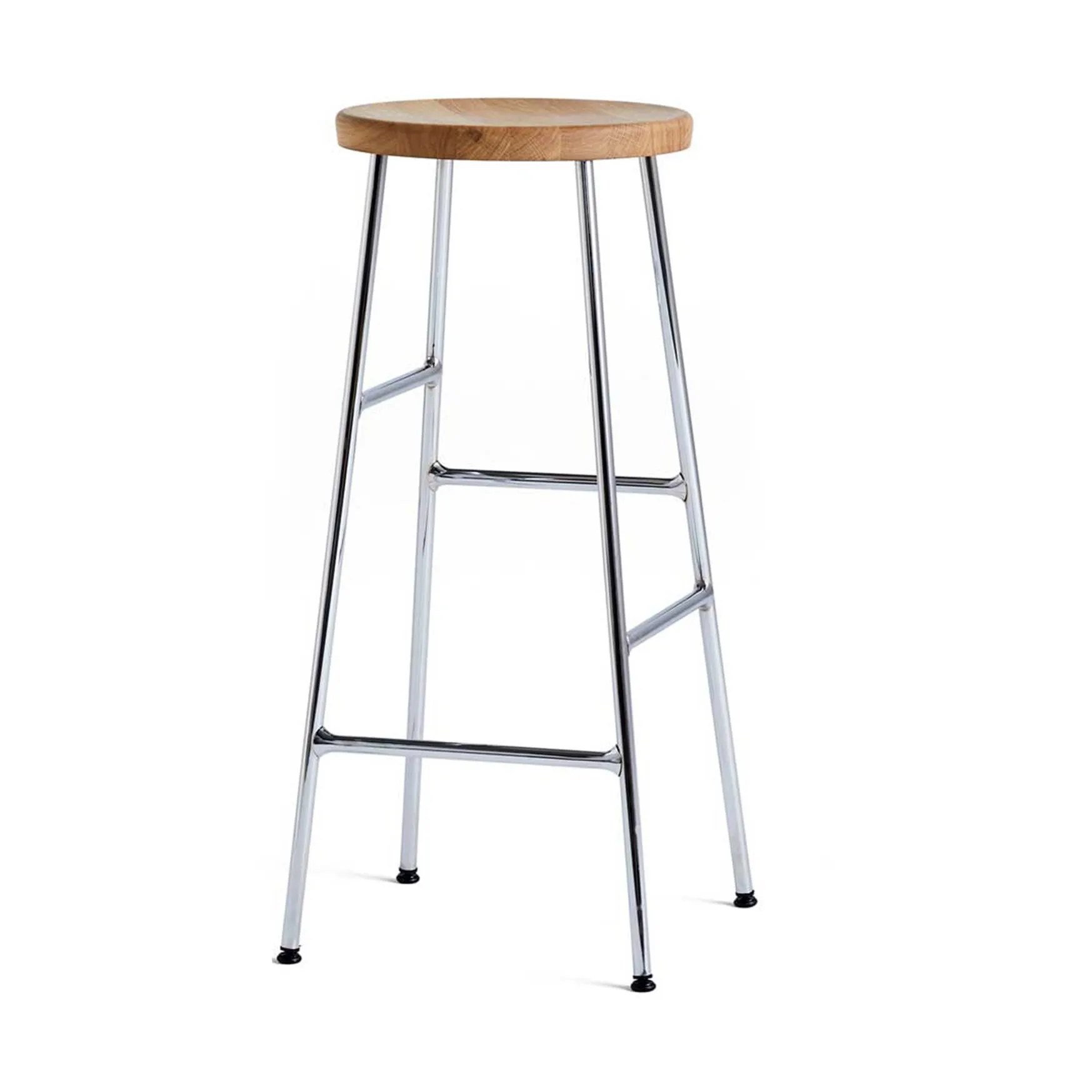 Cornet round bar stool 75 cm, Oiled oak-chrome HAY