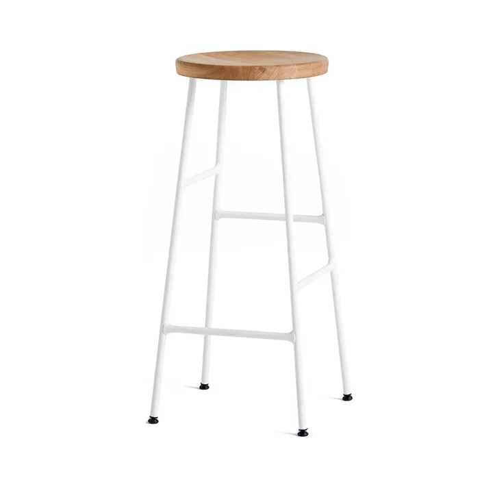 Cornet round bar stool 75 cm - Oiled oak-cream white - HAY