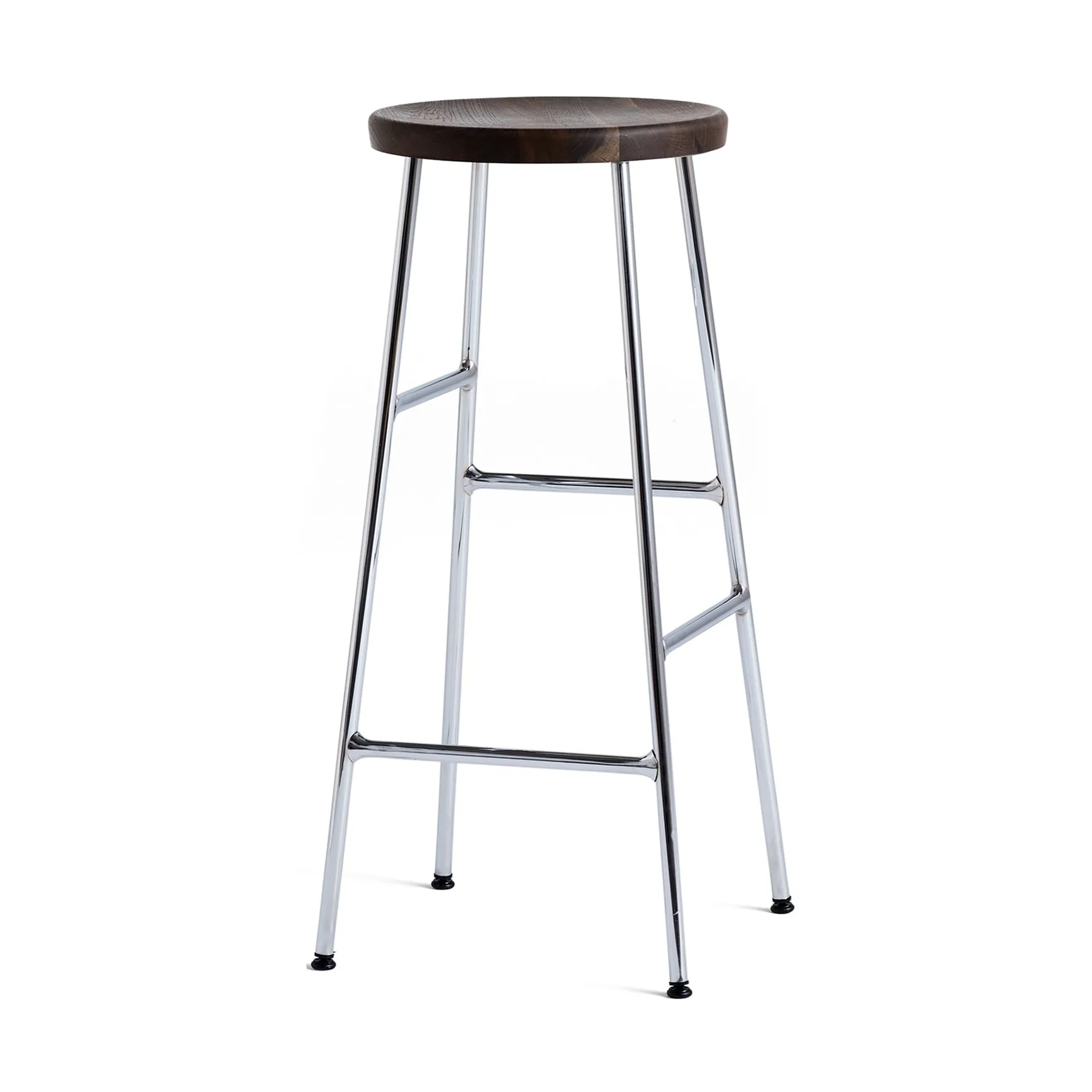 Cornet round bar stool 75 cm, Smoked oiled oak-chrome HAY